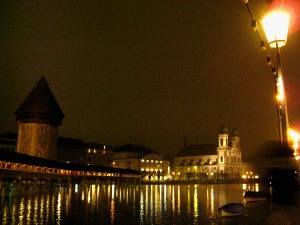Chapel Bridge at night, Lucerne, Switzerland